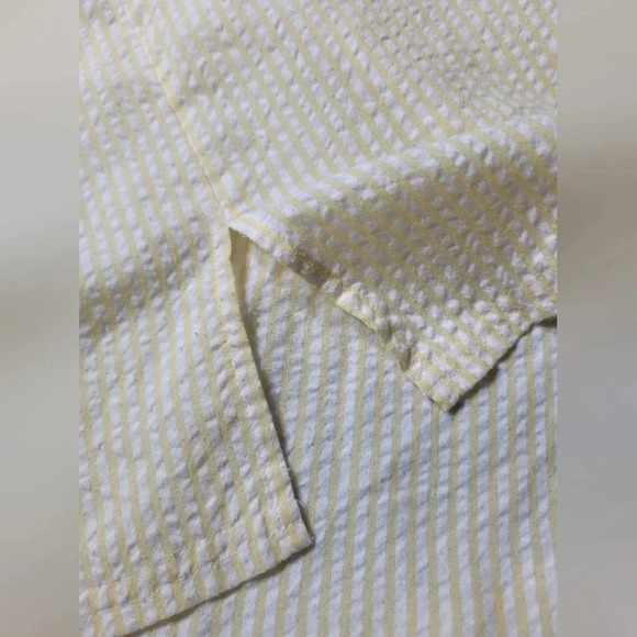 Cacique Yellow Stripe Floral Button Front Top sz S - Picture 7 of 8